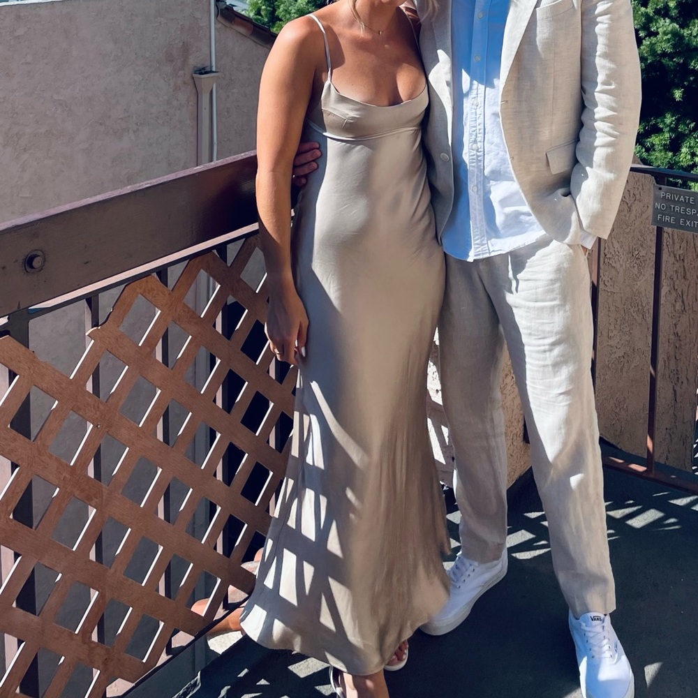 Satin effect cut out dress